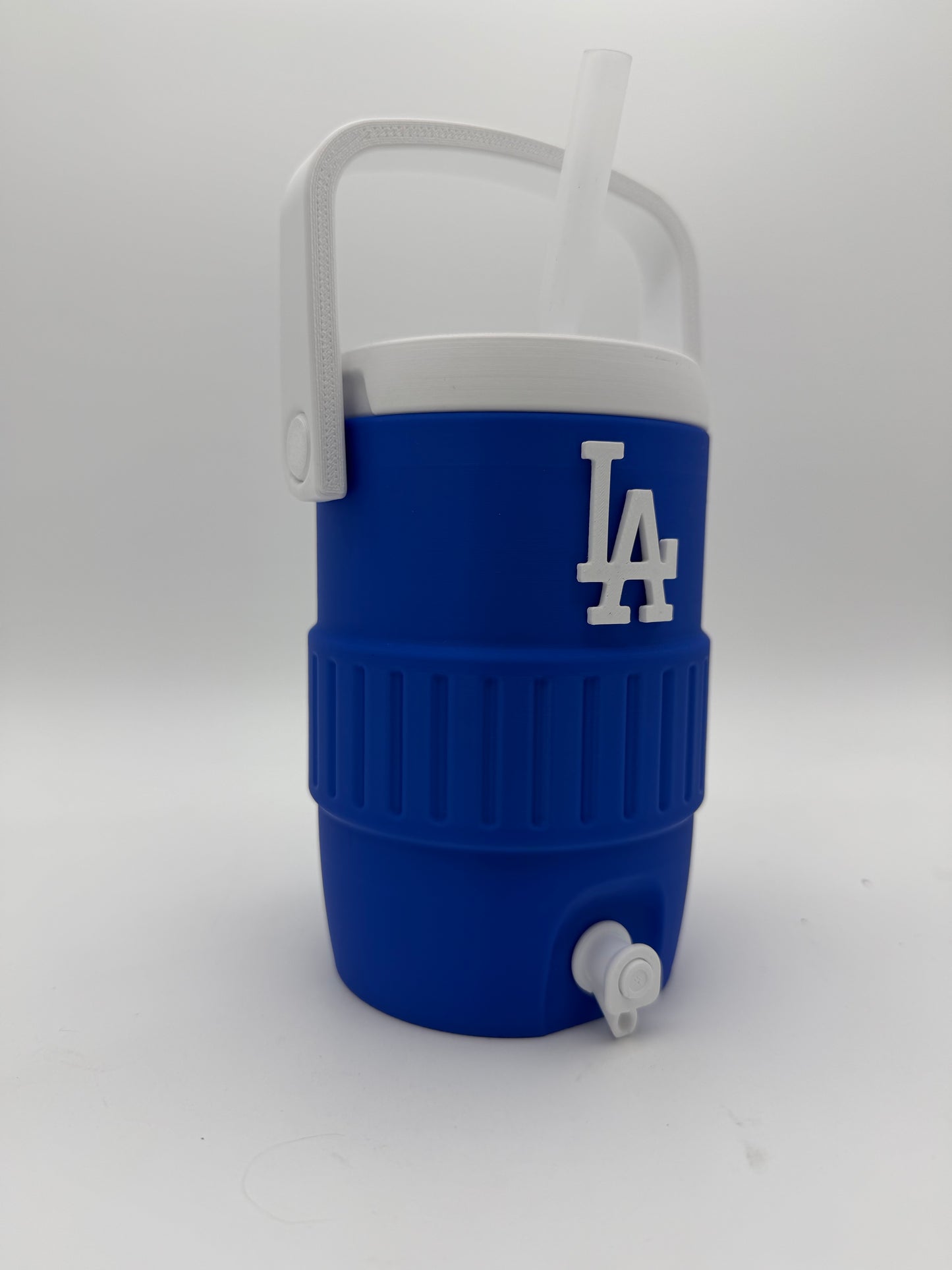 3d printed LA Dodgers can cooler koozie with straw 12oz can