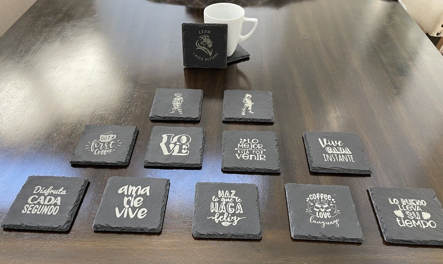 Personalized Slate Coasters, Engraved Coasters, Square 4in