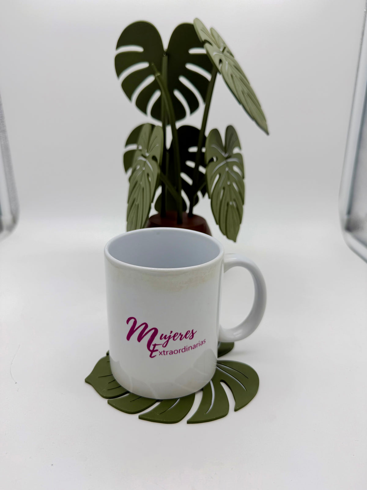3D Printed Monstera Plant in Swirl Pot Coaster leaves