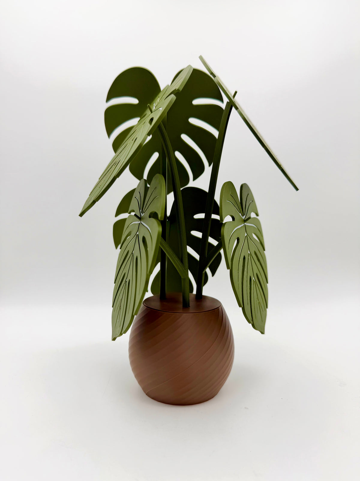 3D Printed Monstera Plant in Swirl Pot Coaster leaves