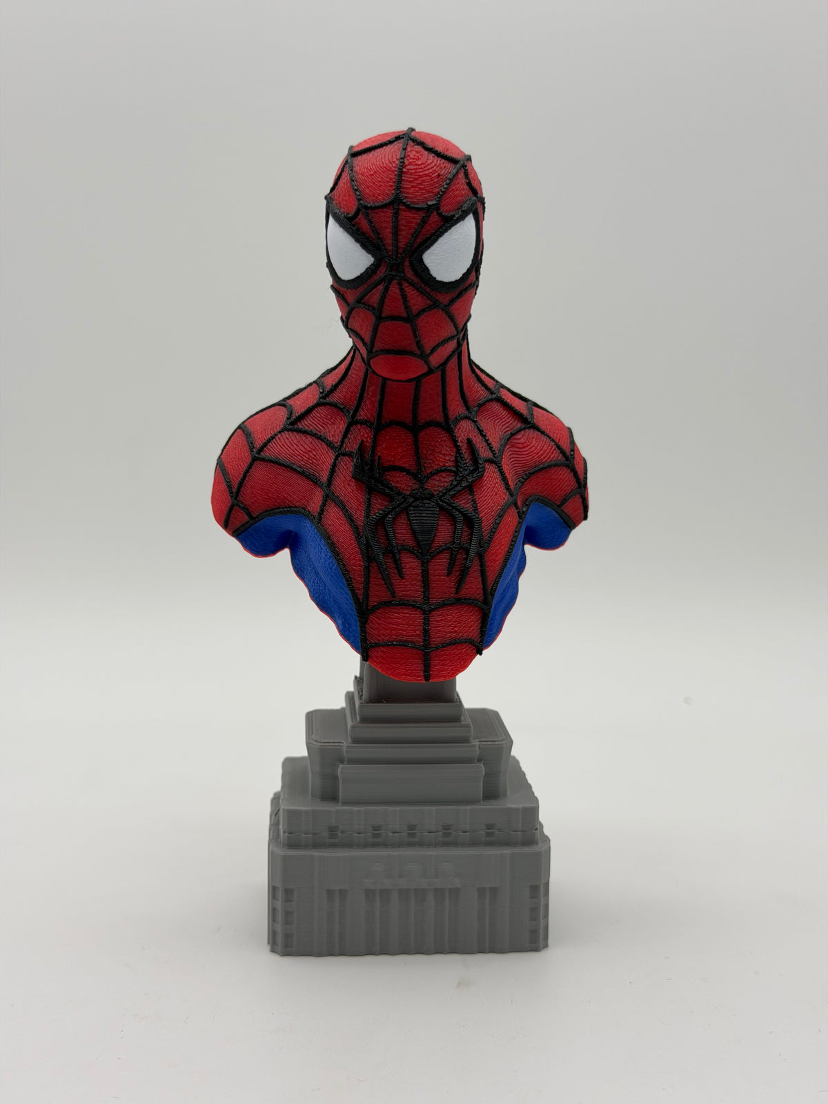 3D printed Spider Man bust statue multicolor print