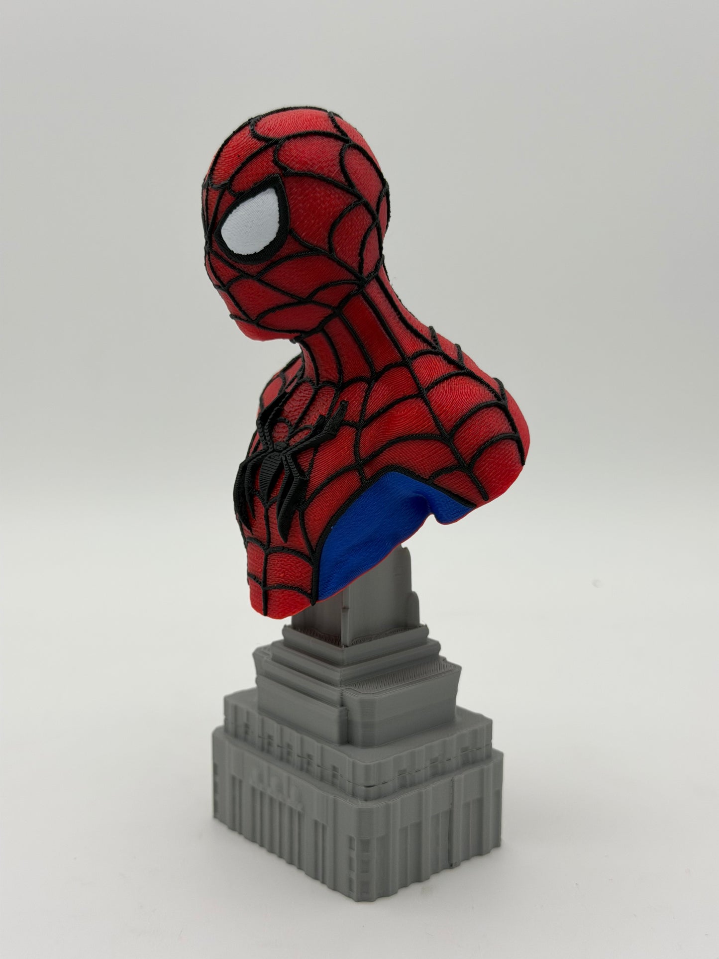 3D printed Spider Man bust statue multicolor print