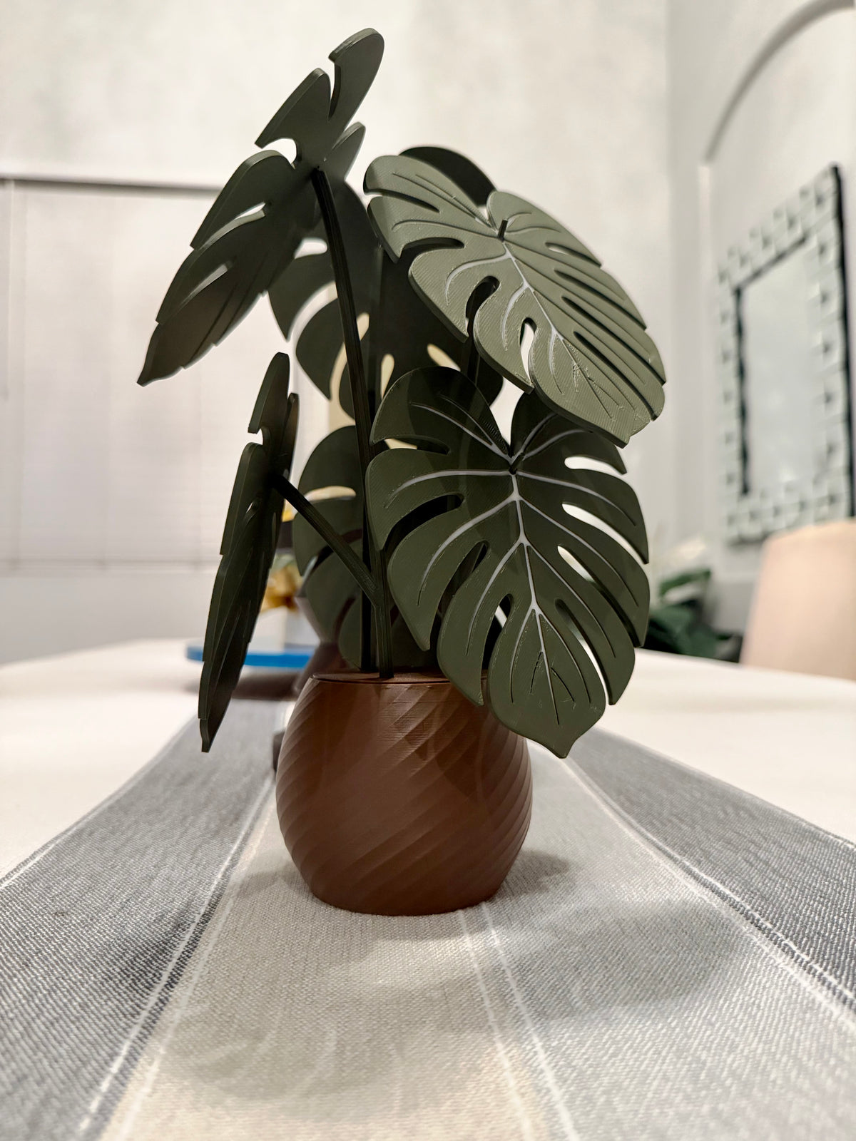 3D Printed Monstera Plant in Swirl Pot Coaster leaves