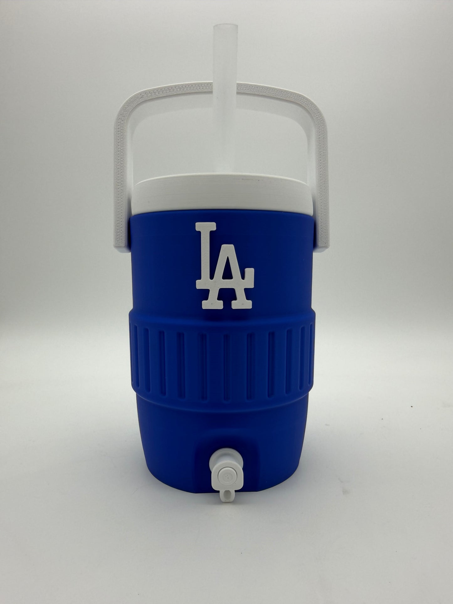 3d printed LA Dodgers can cooler koozie with straw 12oz can