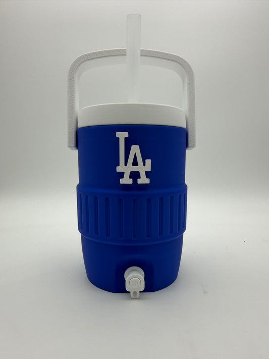 3d printed LA Dodgers can cooler koozie with straw 12oz can