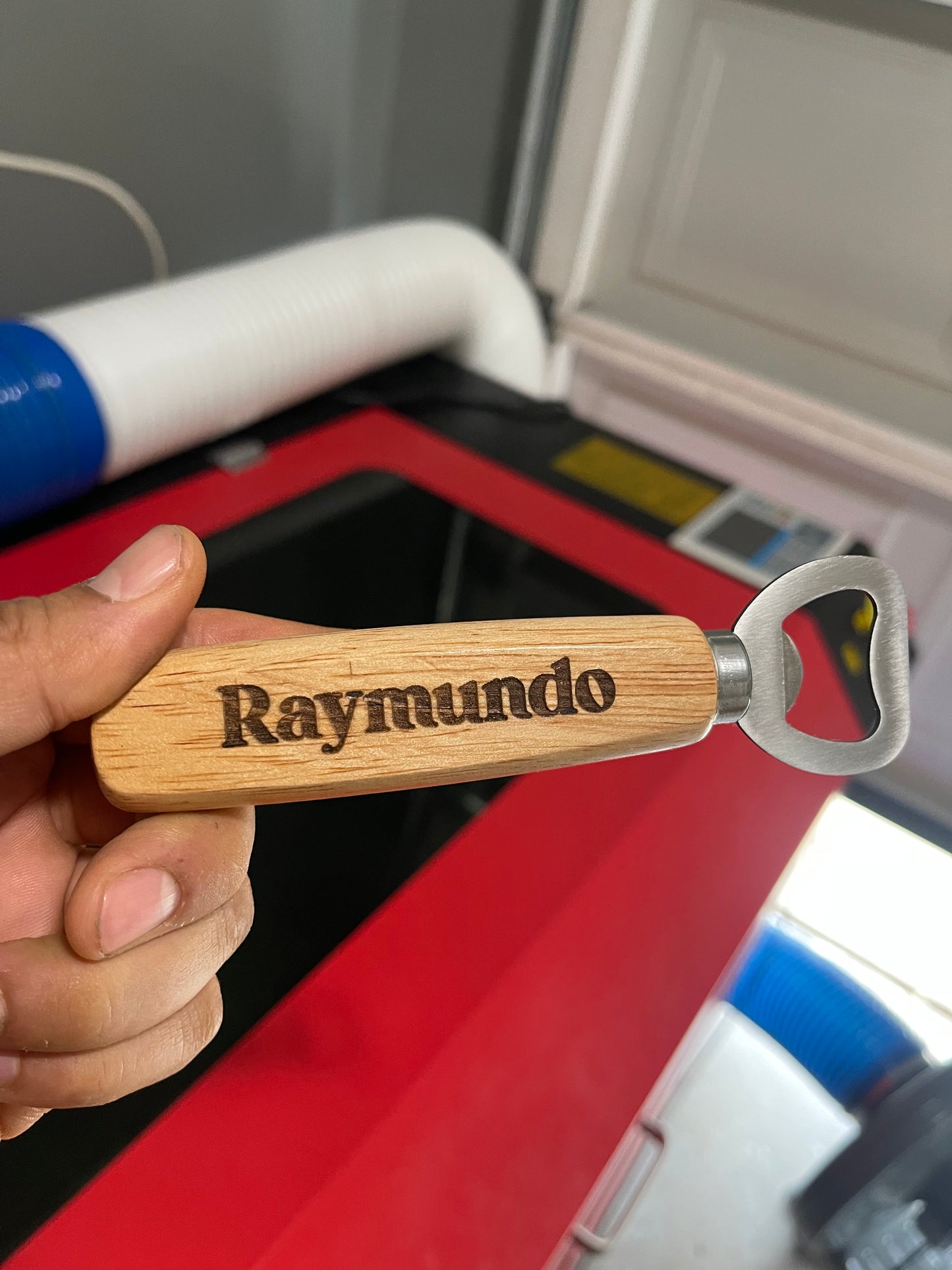 Wood bottle opener engraved